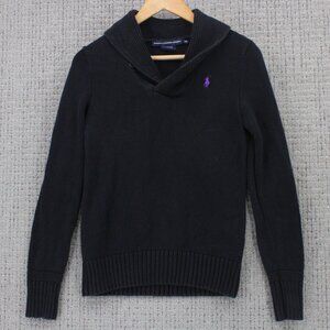 Ralph Lauren Sports Sweater Womens M Knit Pullover Cowl Neck Pony Embroidered